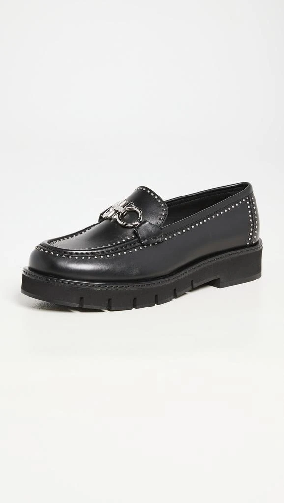 商品Salvatore Ferragamo|Salvatore Ferragamo 菲拉格慕 Rolo 沟纹铆钉装饰浅口船鞋,价格¥2782,第2张图片详细描述