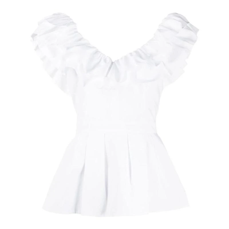 商品Alexander McQueen|ALEXANDER MCQUEEN 亚历山大·麦昆 女士白色T恤 606800-QAAAD-9000,价格¥1692,第1张图片