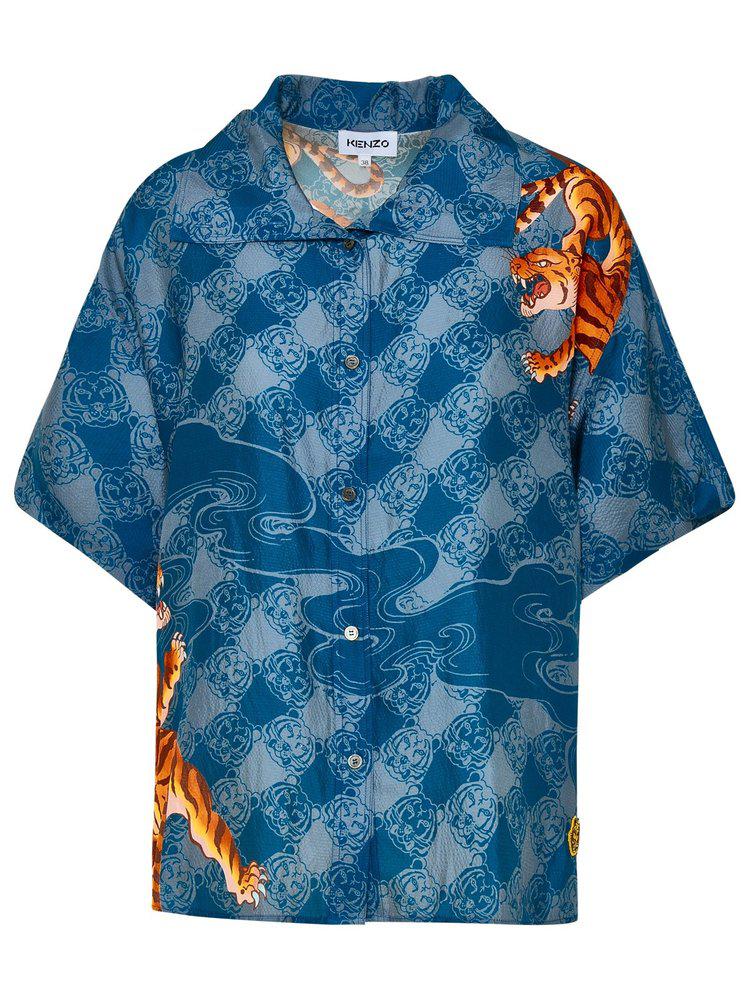 Kenzo Zodiac Tiger Printed Short Sleeved Shirt商品第1张图片规格展示
