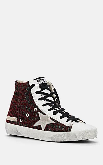 商品Golden Goose|Women's Francy Mixed-Knit Leather Sneakers,价格¥2206,第2张图片详细描述