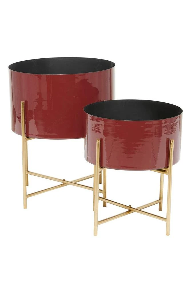 商品GINGER BIRCH STUDIO|Red Metal Modern Planter - Set of 2,价格¥616,第5张图片详细描述