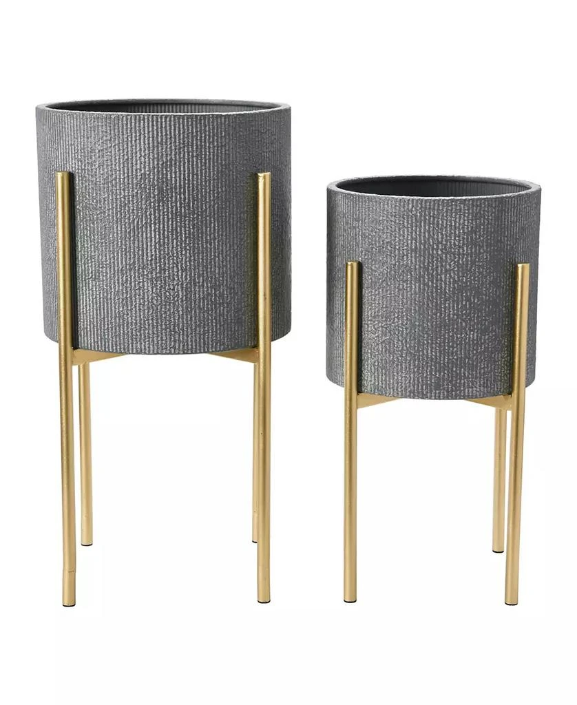 商品Storied Home|Modern Boho Embossed Metal Planters with Stands,价格¥859,第1张图片