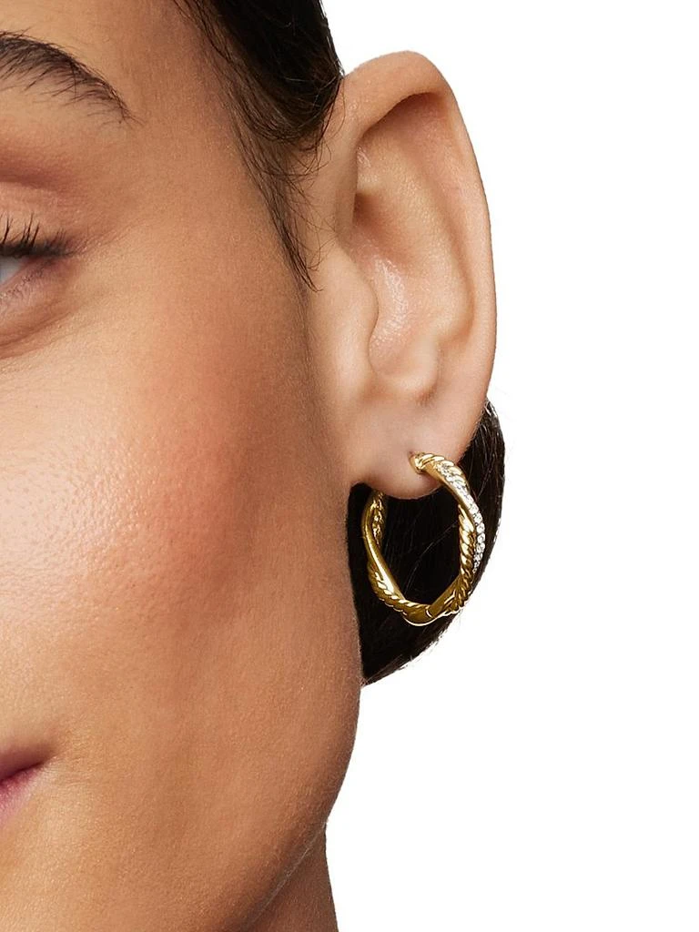 商品David Yurman|Petite Infinity Hoop Earrings in 18K Yellow Gold with Diamonds, 17.3MM,价格¥28108,第2张图片详细描述
