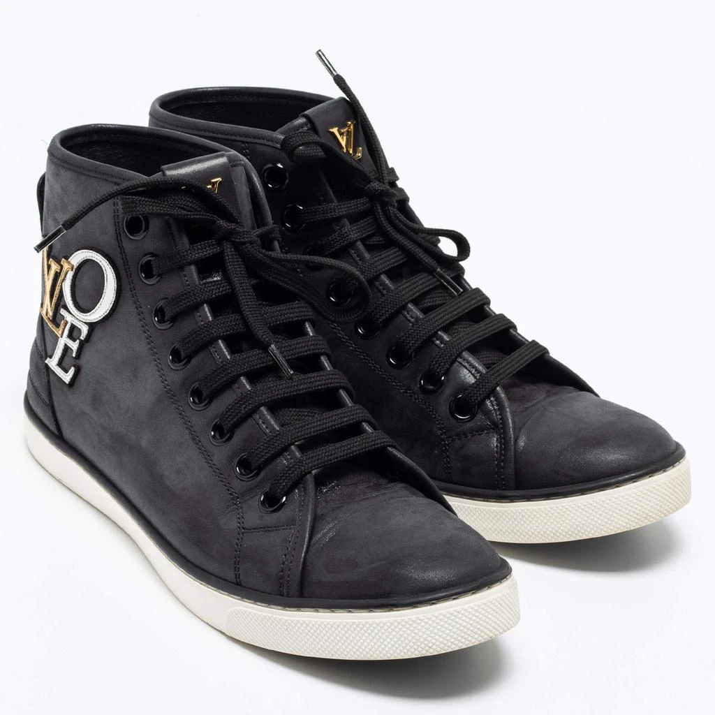商品[二手商品] Louis Vuitton|Louis Vuitton Black  Leather Love  Embossed High-Top Sneakers Size 37.5,价格¥2901,第4张图片详细描述