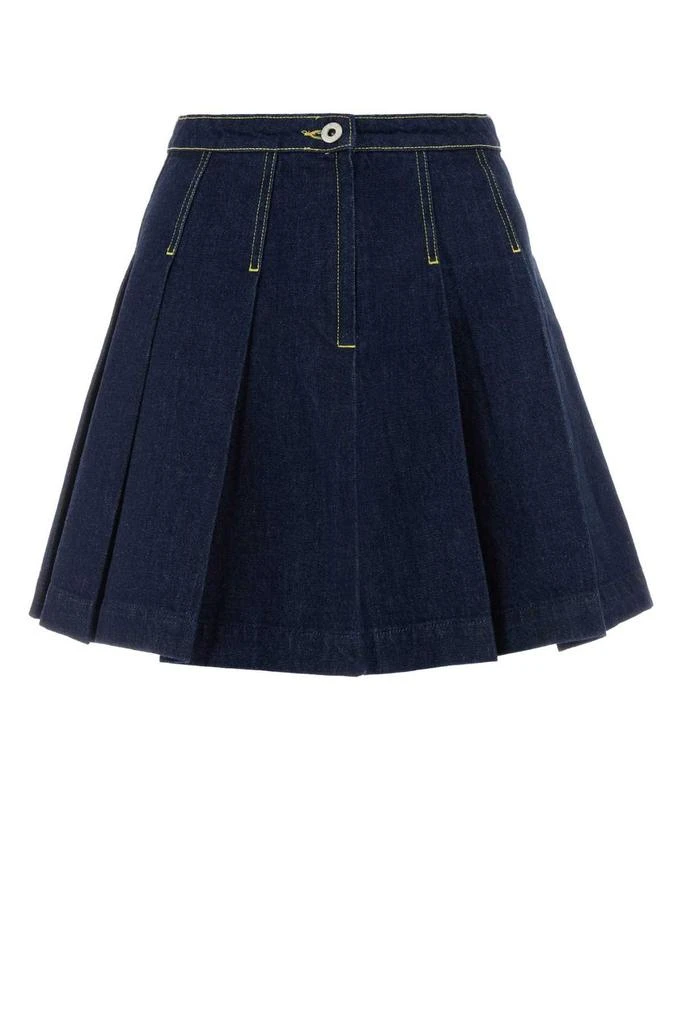 商品Kenzo|Kenzo Logo Patch Pleated Denim Mini Skirt,价格¥2262,第1张图片