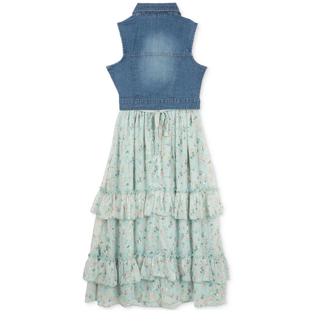 商品Rare Editions|Big Girls Floral Ruffle Tiered Dress and Denim Vest,价格¥204,第5张图片详细描述