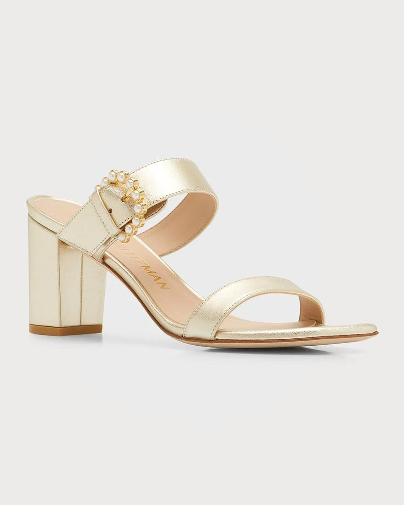 商品Stuart Weitzman|Piper Pearly-Buckle Slide Sandals,价格¥1716,第3张图片详细描述