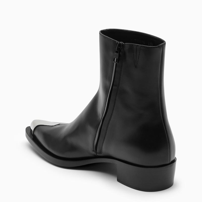 Black leather Punk ankle boots商品第4张图片规格展示