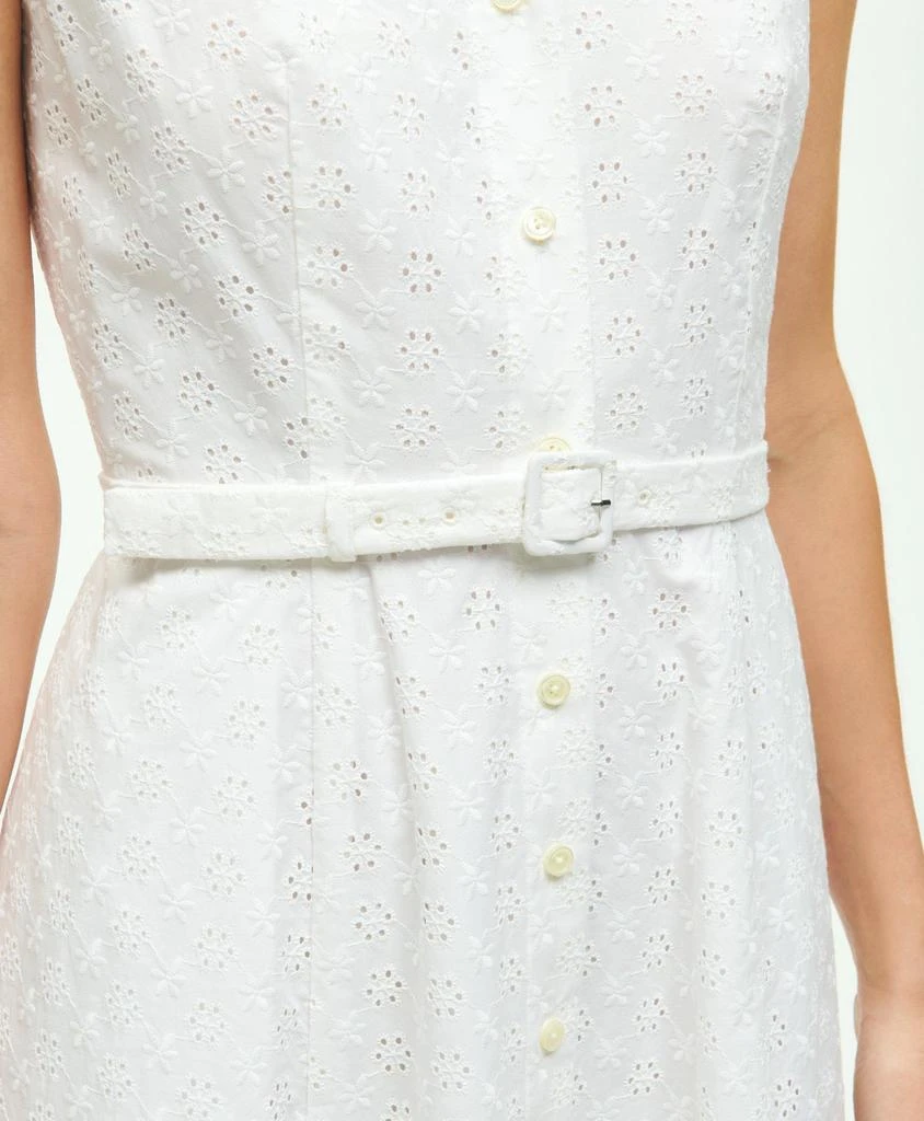 商品Brooks Brothers|Sleeveless Cotton Eyelet Belted Shirt Dress,价格¥823,第4张图片详细描述