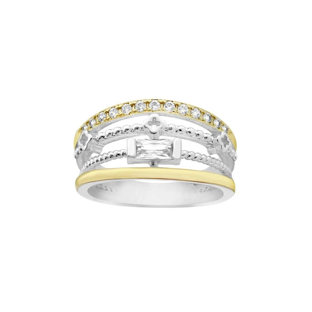 商品Essentials|Cubic  Zirconia Multi Row Band Ring Two Tone Silver Plate,价格¥95,第1张图片