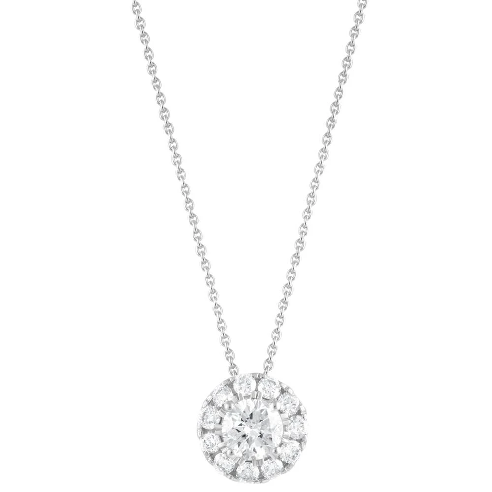 商品Macy's|Diamond Halo 18" Pendant Necklace (1/2 ct. t.w.) in 14k White Gold,价格¥6025,第3张图片详细描述