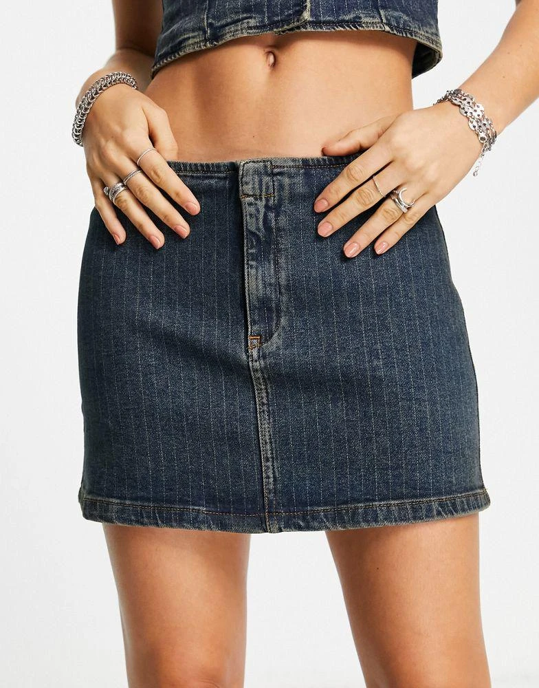 商品ASOS|ASOS DESIGN denim pinstripe mini skirt co-ord,价格¥129,第3张图片详细描述