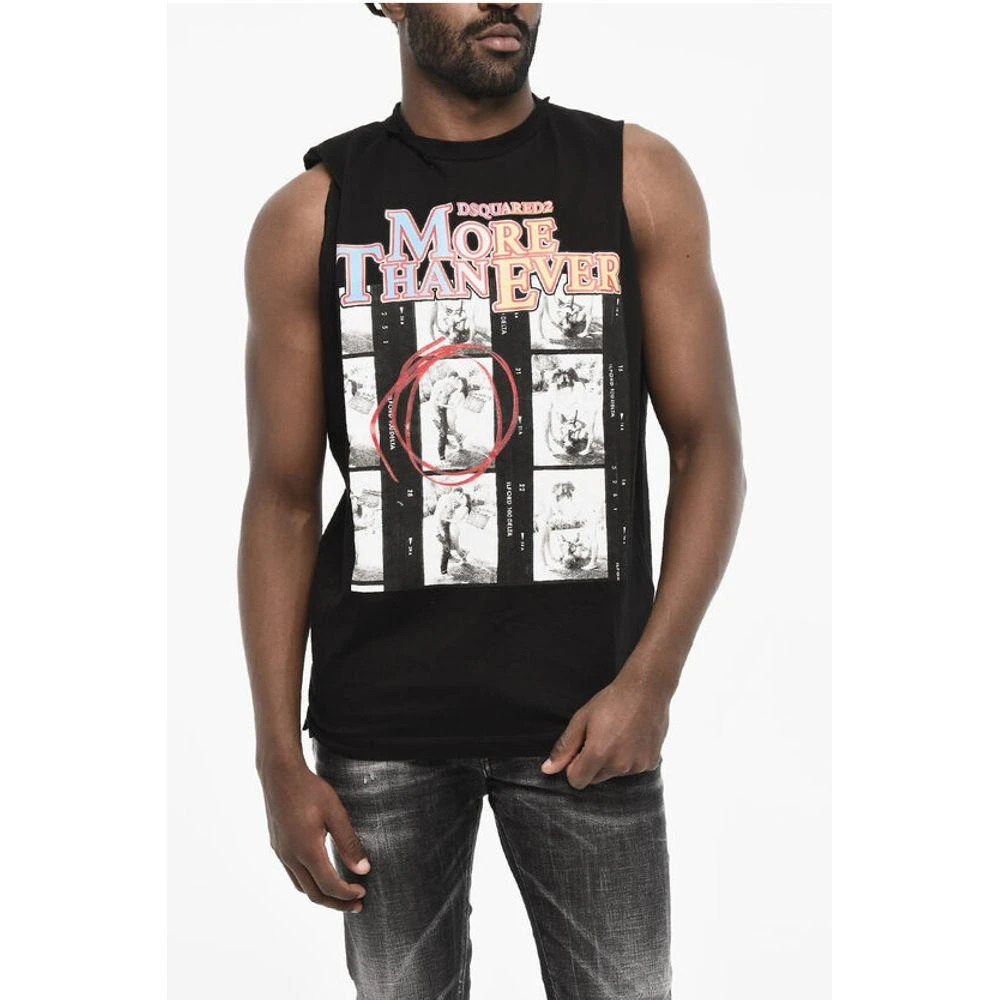 商品DSQUARED2|Dsquared² Cotton Crew-neck T-shirt with Frontal Maxi Men's Print,价格¥2414,第2张图片详细描述