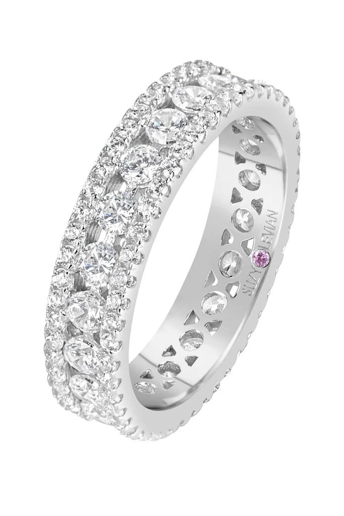 商品Suzy Levian|White Three Row Modern Eternity Band Ring,价格¥1050,第1张图片