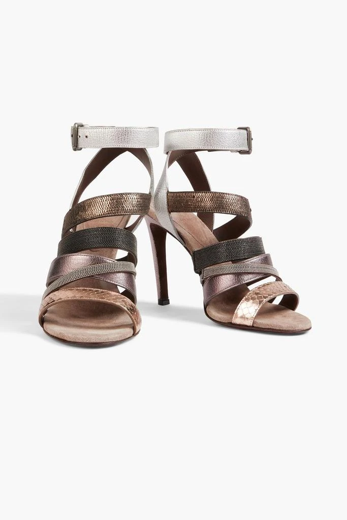 商品Brunello Cucinelli|Embellished metallic leather sandals,价格¥2955,第2张图片详细描述