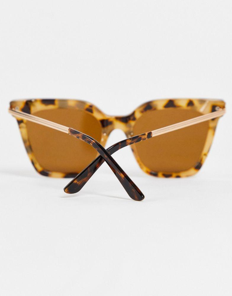 商品ASOS|ASOS DESIGN square cat eye sunglasses with metal arms in milky tort,价格¥96,第5张图片详细描述