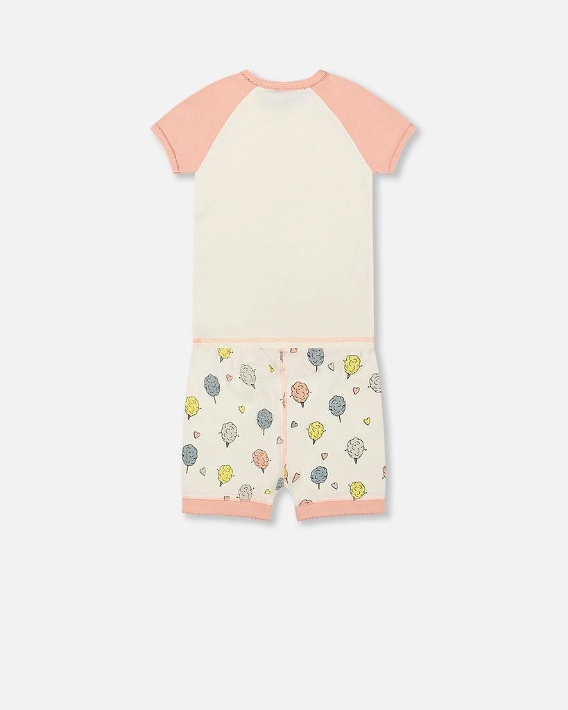 商品Deux par Deux|Organic Cotton Two Piece Pajama Set Off White Printed Cotton Candy,价格¥342,第3张图片详细描述