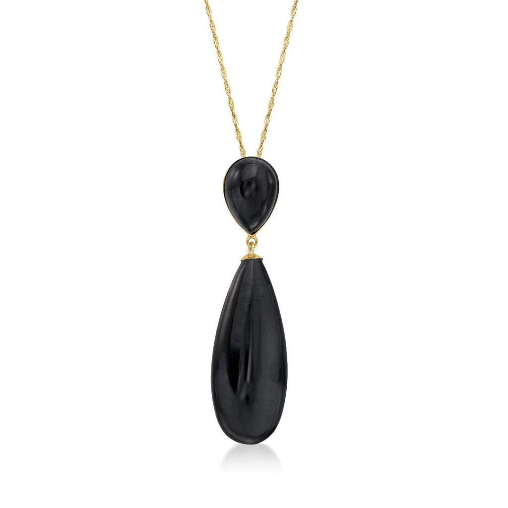 商品Ross-Simons|Ross-Simons Black Jade Pendant Necklace in 14kt Yellow Gold,价格¥3754,第1张图片