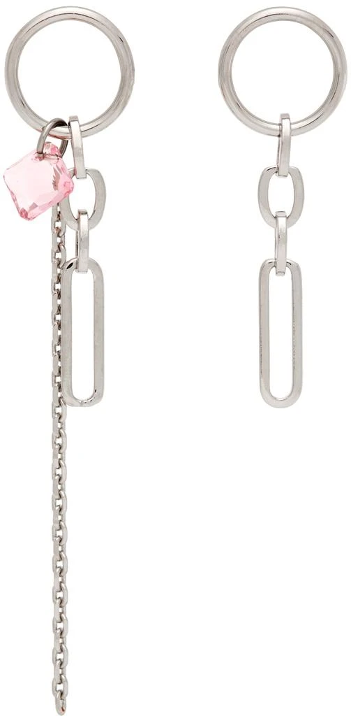 商品Justine Clenquet|SSENSE Exclusive Silver & Pink Paloma Earrings,价格¥508,第1张图片