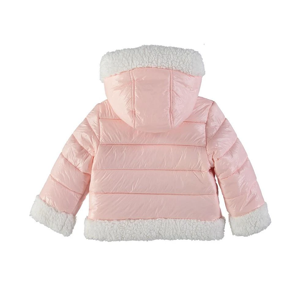 商品S Rothschild & CO|Baby Girls Pink Puffer Moto Jacket with Sherpa Trim,价格¥161,第2张图片详细描述