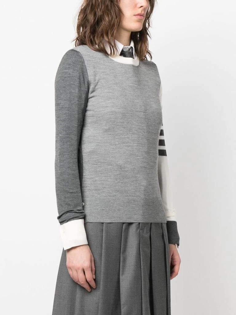 商品Thom Browne|THOM BROWNE WOMEN FUN MIX RELAXED FIT CREW NECK PULLOVER IN FINE MERINO WOOL W/ 4 BAR STRIPE,价格¥7531,第1张图片