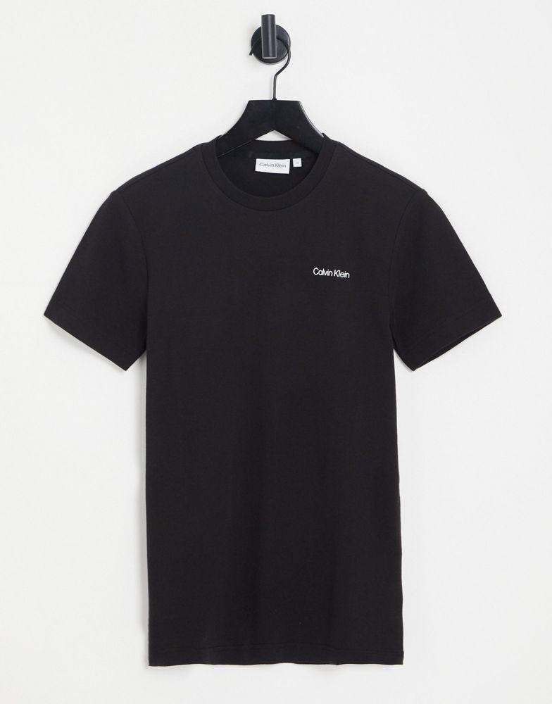 Calvin Klein cotton blend t-shirt with logo in black - BLACK商品第1张图片规格展示