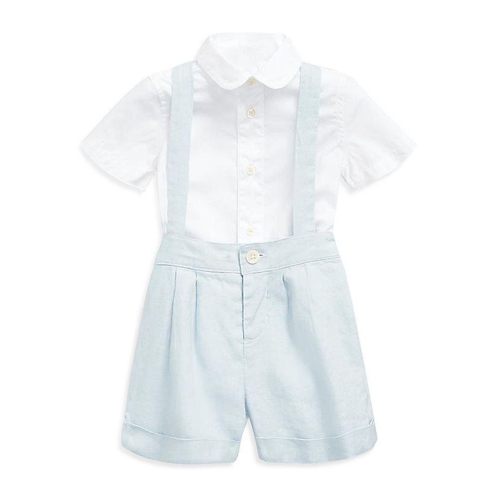 Boys' Cotton Shirt & Linen Overall Set - Baby商品第1张图片规格展示