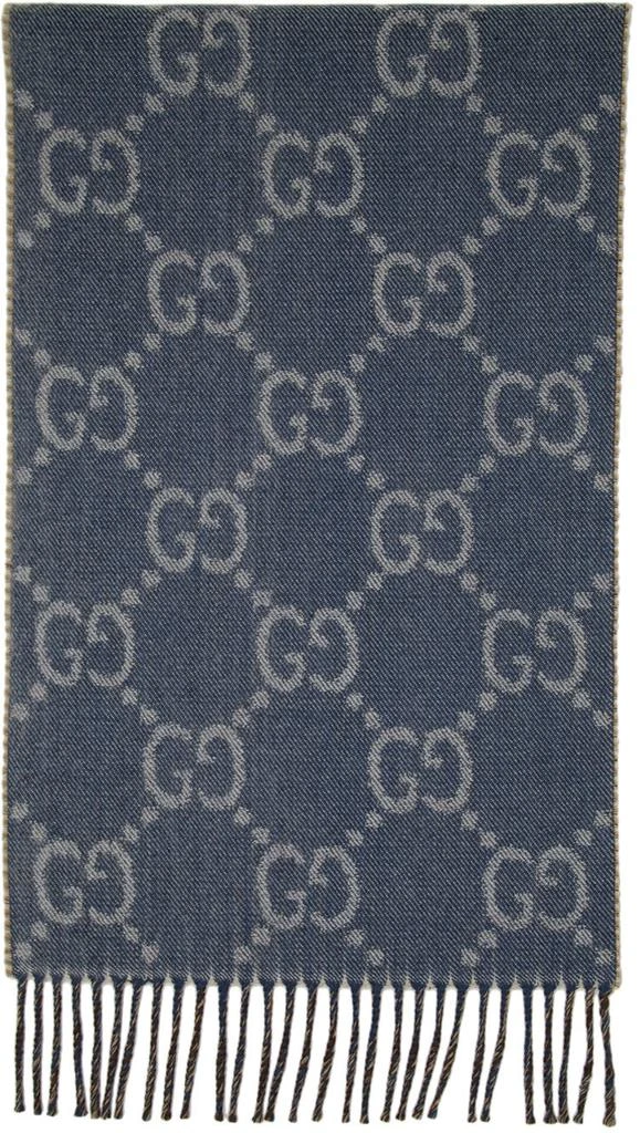 商品Gucci|Navy & Brown Double G Scarf,价格¥3653,第1张图片