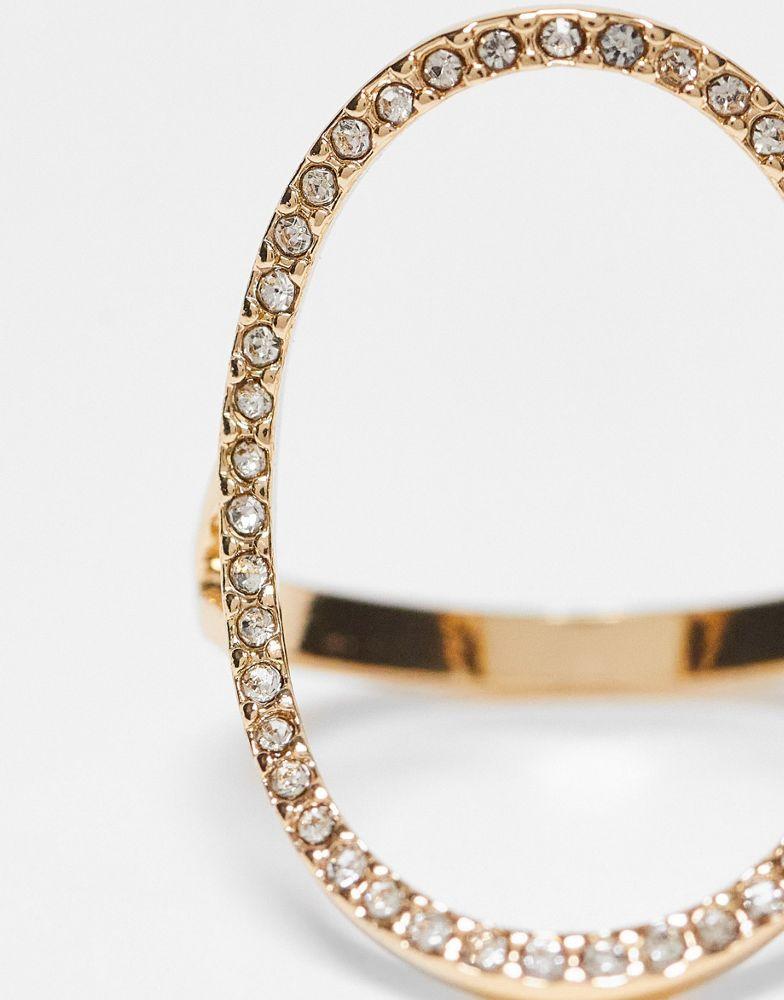 商品ASOS|ASOS DESIGN ring with open circle crystal design in gold tone,价格¥52,第6张图片详细描述