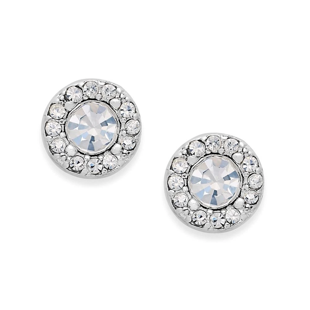 商品Charter Club|Silver-Tone Clear Circle Stud Earrings,价格¥179,第1张图片