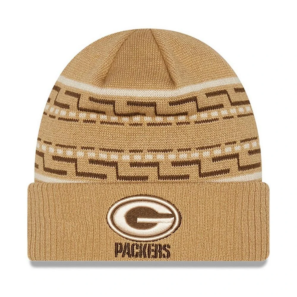 商品New Era|Men's Tan Green Bay Packers Dude Cuffed Knit Hat,价格¥150,第1张图片