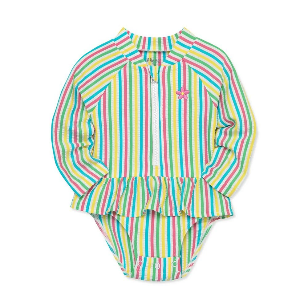 商品Little Me|Baby Girls Rainbow Stripe Rash Guard 1-Piece Swimsuit,价格¥268,第3张图片详细描述