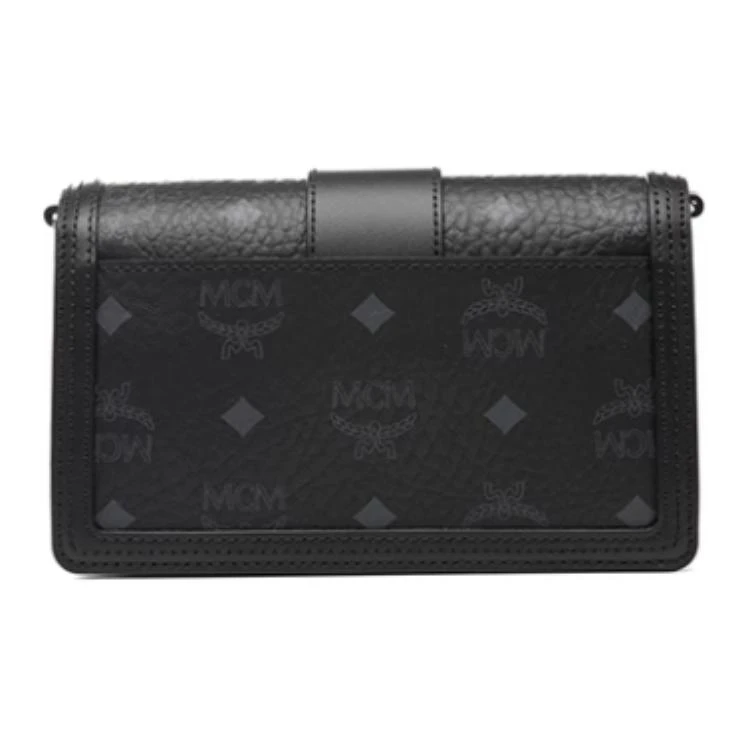 商品[国内直发] MCM|Tracy Visetos  银色五金 老花满印 链条肩带 涂层帆布皮革 翻盖包盒子包单肩斜挎包 迷你 女款 黑色,价格¥3110,第4张图片详细描述