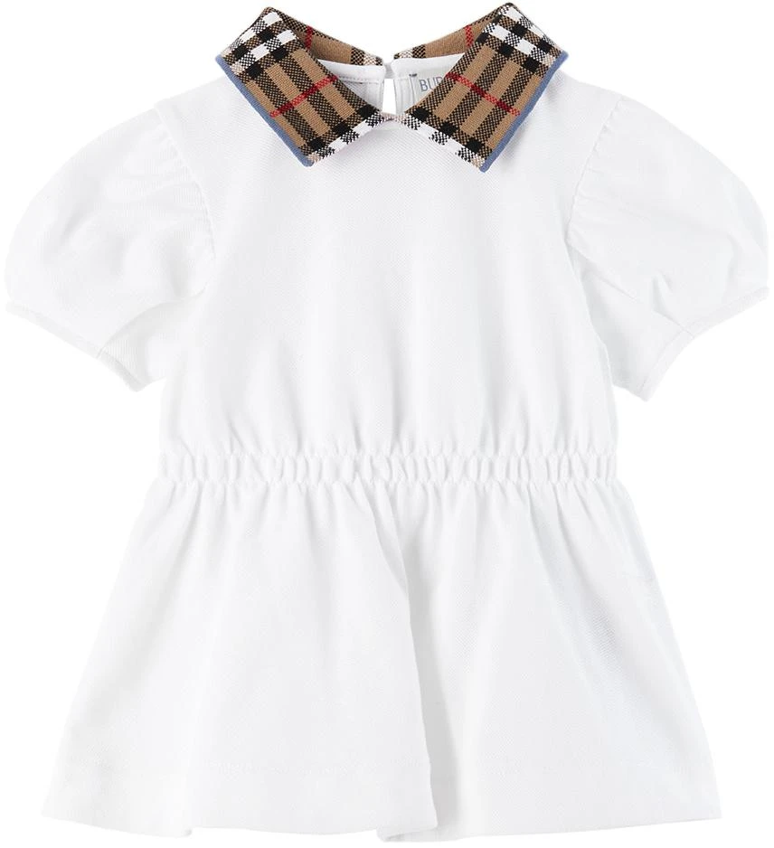 商品Burberry|白色 Check Collar 婴儿连衣裙,价格¥2427,第1张图片