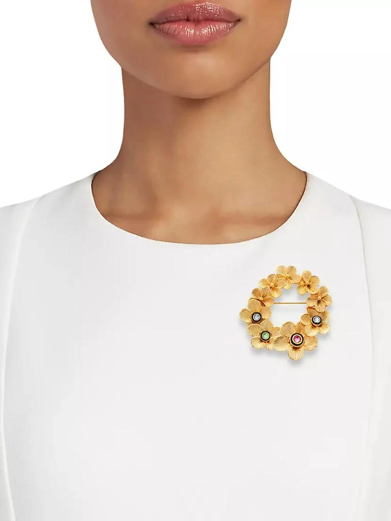 商品Kenneth Jay Lane|22K Gold-Plated &amp; Glass Crystal Graduated Flower Brooch,价格¥811,第2张图片详细描述