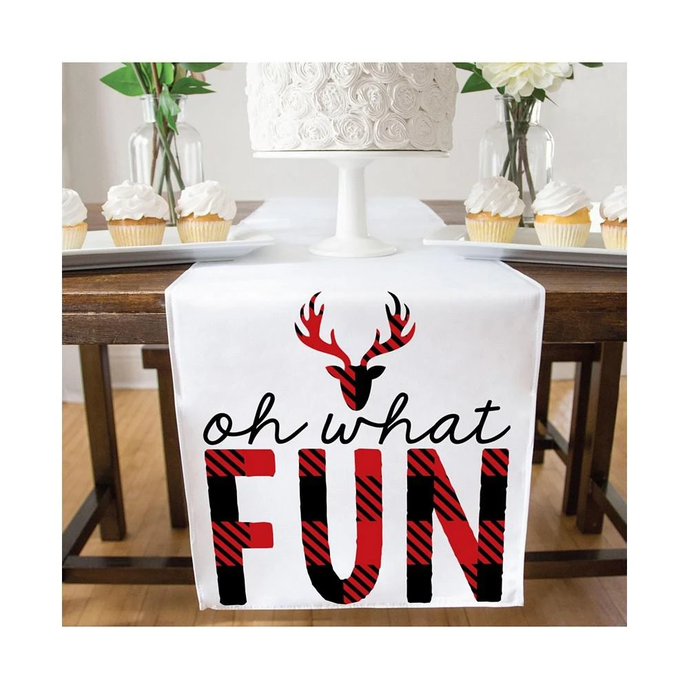 商品Big Dot of Happiness|Prancing Plaid Reindeer Holiday and Christmas Cloth Table Runner 13 x 70 in,价格¥201,第3张图片详细描述