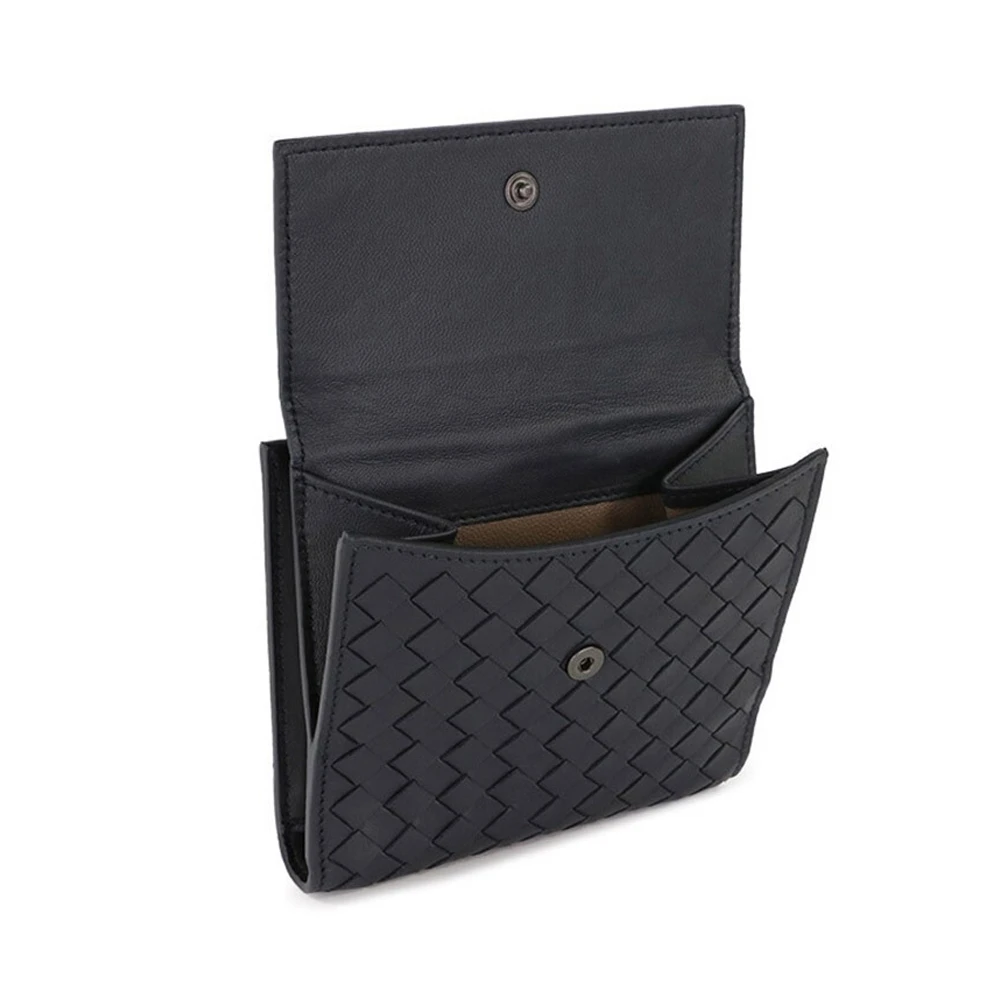 BOTTEGA VENETA 男士黑色编织皮革短款钱包 163240-V001N-4014 商品