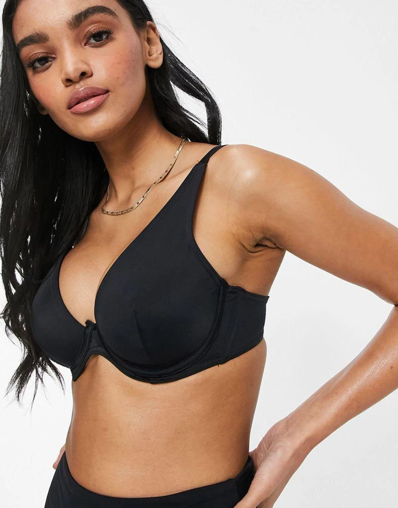 商品ASOS|ASOS DESIGN fuller bust step front underwired bikini top in black dd-g,价格¥102,第3张图片详细描述