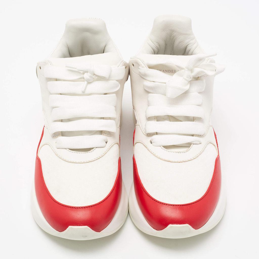 商品[二手商品] Alexander McQueen|Alexander McQueen White/Red Leather And Fabric Oversized Runner Low Top Sneakers Size 38.5,价格¥3124,第5张图片详细描述
