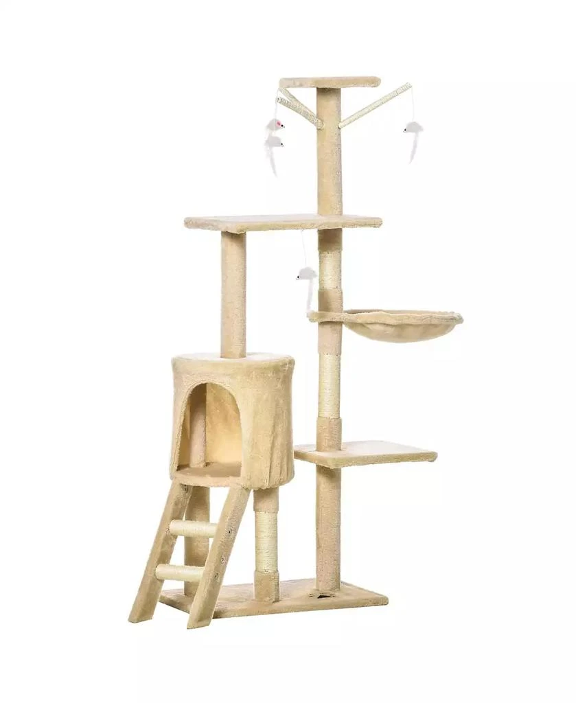 商品PawHut|53" Cat Tree Activity Center Climbing Condo Scratcher w/ Toys,价格¥455,第1张图片