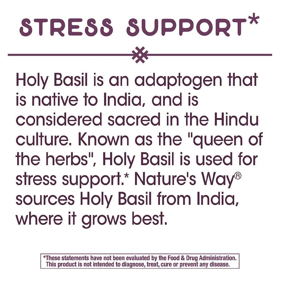 商品Nature's Way|Holy Basil Stress Support Vegan Capsules,价格¥179,第4张图片详细描述