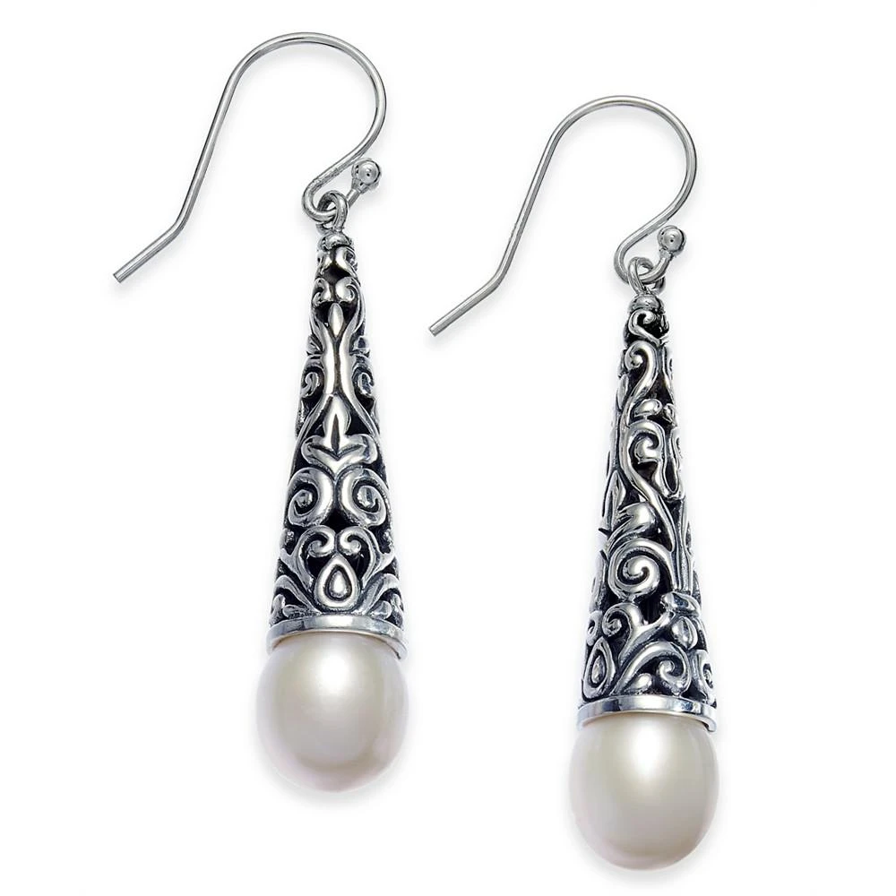 商品Macy's|Cultured Freshwater Pearl (7-1/2mm) Drop Earrings in Sterling Silver,价格¥299,第1张图片