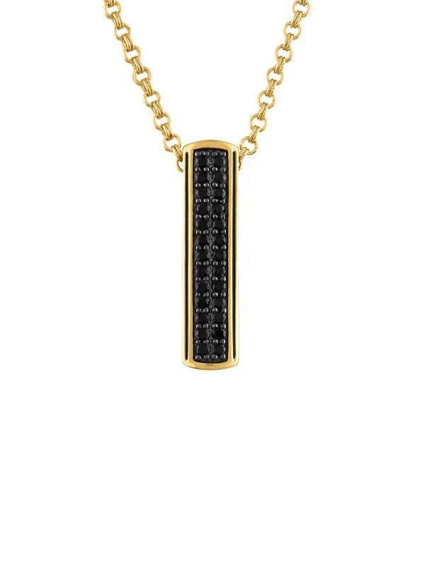 商品Esquire Men's Jewelry|14K Goldplated Sterling Silver & Black Sapphire Vertical Bar Pendant Necklace,价格¥1638,第1张图片