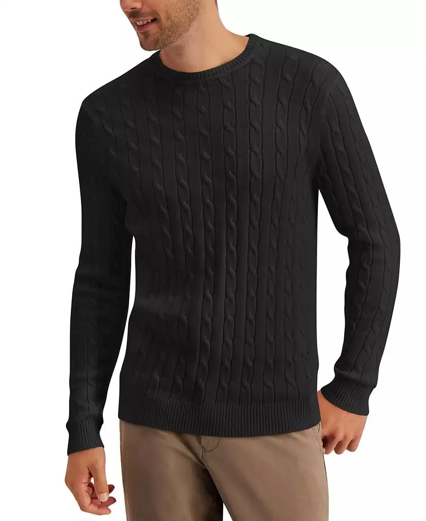 商品Club Room|Men's Cable-Knit Cotton Sweater, Created for Macy's,价格¥152,第1张图片