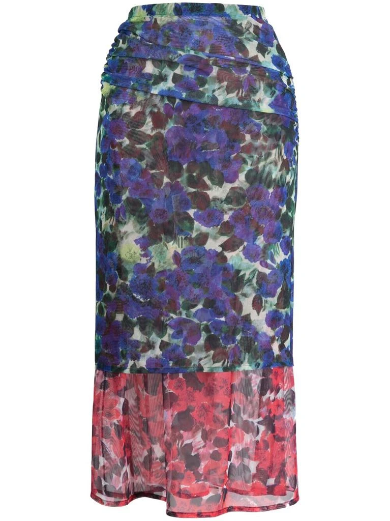 商品Dries Van Noten|DRIES VAN NOTEN - Printed Stretch Mesh Skirt,价格¥2264,第1张图片