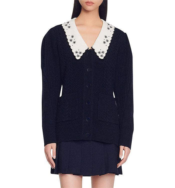 商品Sandro|Porcelaine Collared Cardigan,价格¥1844,第3张图片详细描述