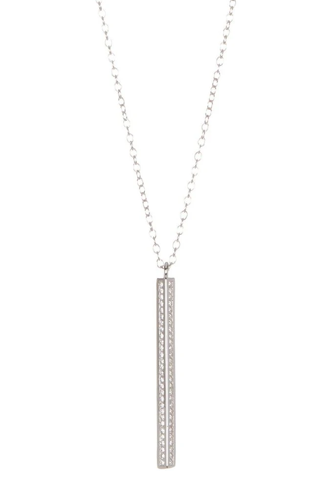 商品ADORNIA|White Rhodium Plated Swarovski Crystal Accented Bar Drop Necklace,价格¥135,第1张图片