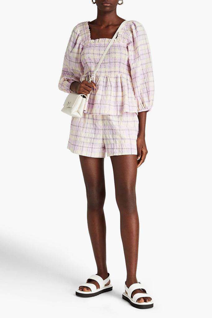 Checked organic cotton-blend seersucker shorts商品第2张图片规格展示