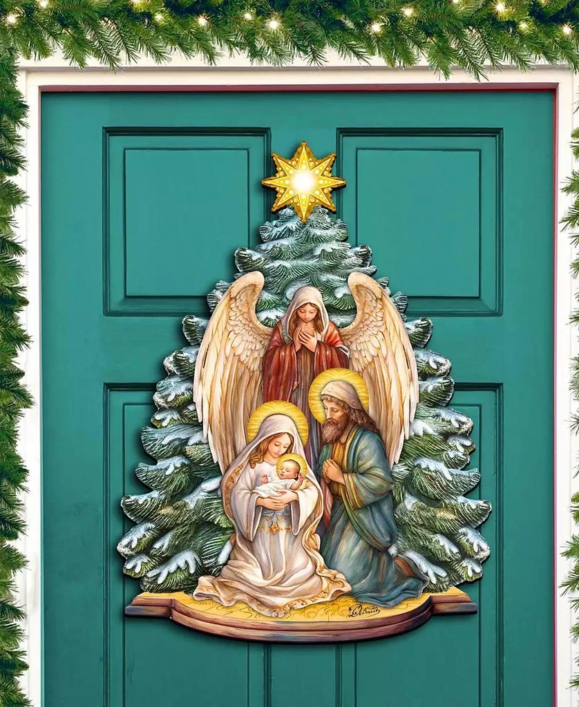 商品Designocracy|Holy Family Nativity Christmas Wooden Door Decor Wall Decor G. DeBrekht,价格¥1099,第3张图片详细描述