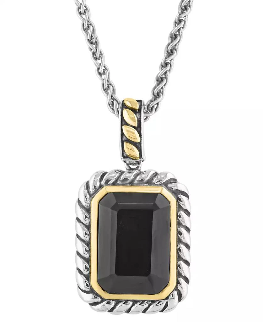 商品Effy|EFFY® Onyx Rope-Framed 18" Pendant Necklace in Sterling Silver & 14k Gold-Plate,价格¥5305,第5张图片详细描述